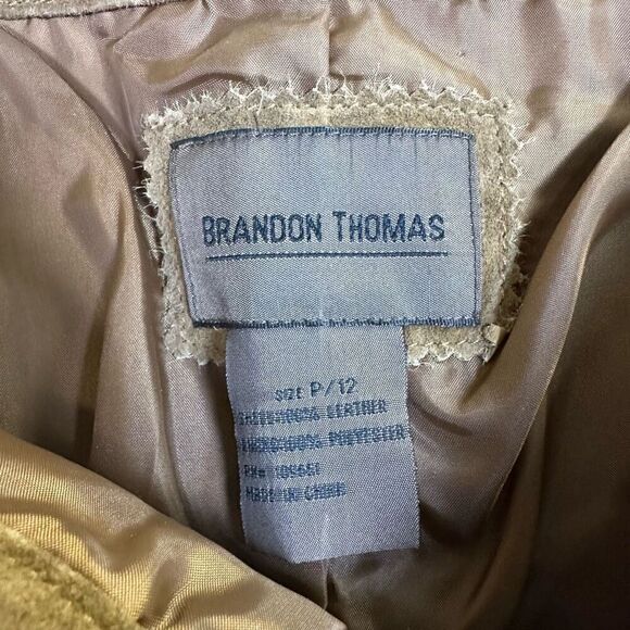 Brandon Thomas Women’s Petite 12 Genuine Leather Suede Pants brown tan - Picture 6 of 7